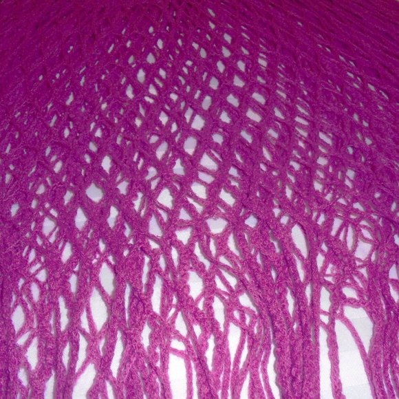 Neck Warmer Tube Scarf Poncho Pink Fishnet Long Fringe See through one size - Picture 7 of 8